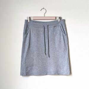 gray terry cloth sweat skirt with drawstring waist